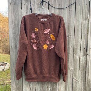 Leaf Design Brown Sweater